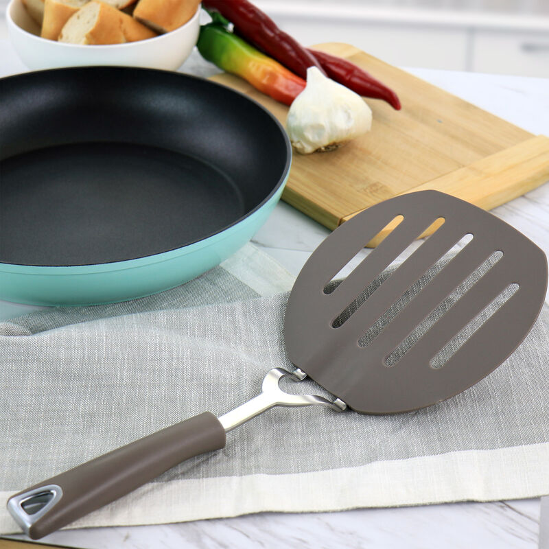 Martha Stewart Large Nylon Slotted Spatula in Taupe