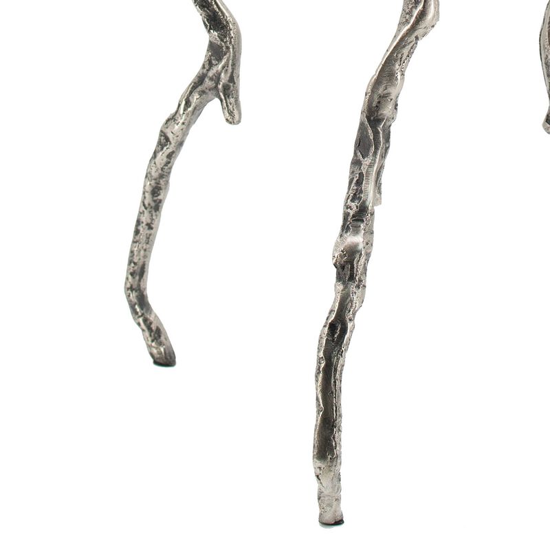 24 Inch Accent Table, Aluminum Metal Branch Tripod Legs, Antique Silver - Benzara