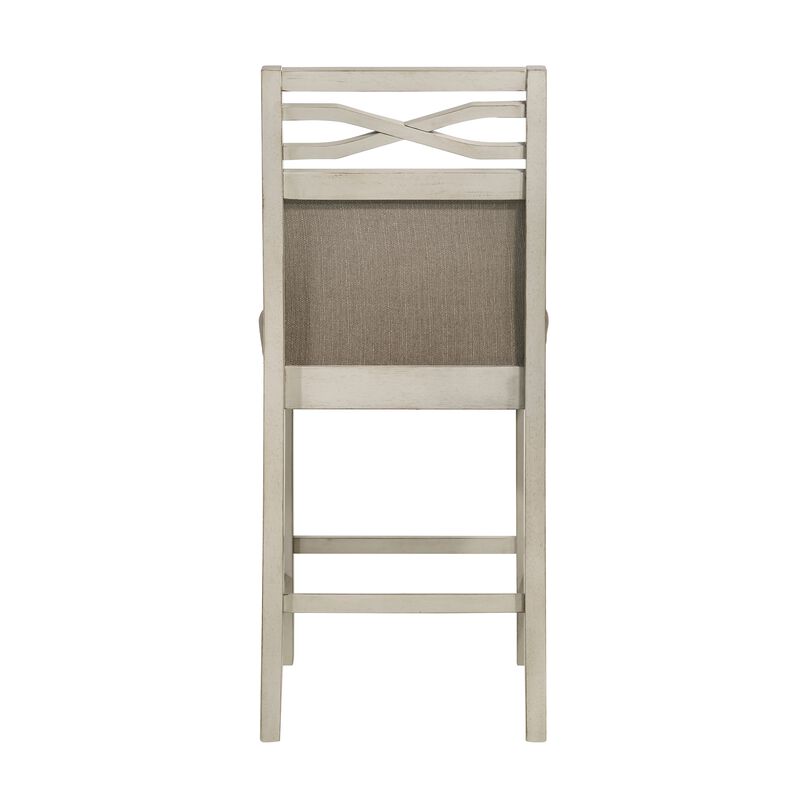 Marie 26 Inch Counter Height Chair, Khaki Fabric Seat, Back, Beige, Set of 2 - Benzara