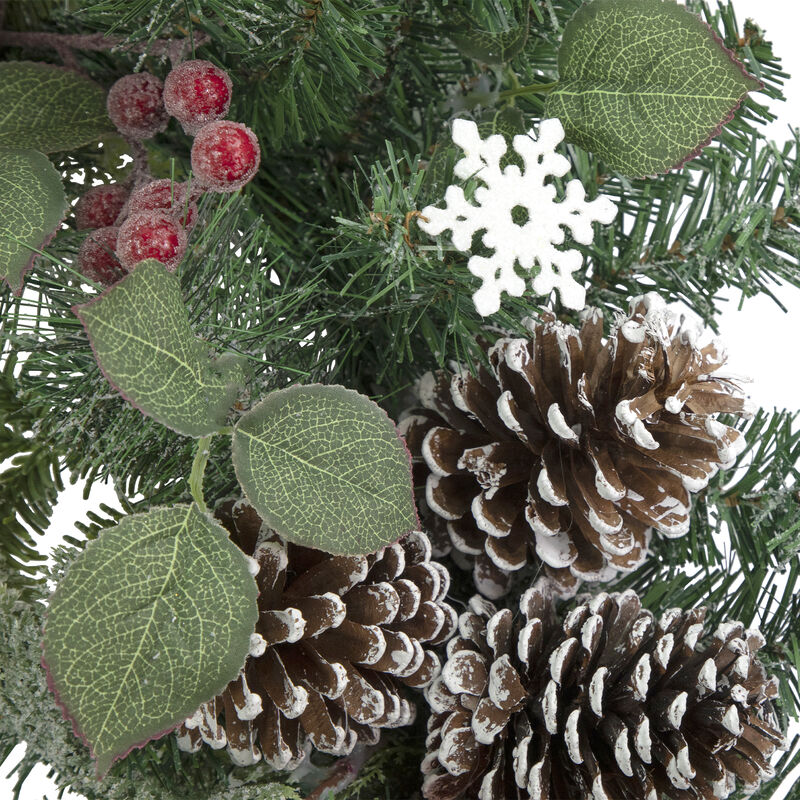 Red Bells and Mixed Foliage Artificial Christmas Wreath  30-Inch  Unlit