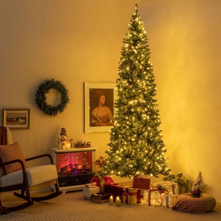 Hivvago 9 FT Pre-Lit Artificial Christmas Tree with 1298 Snowy Branch Tips