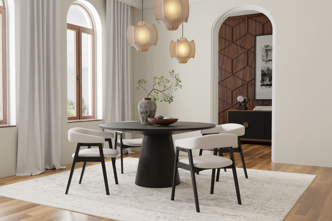 Cove Round Dining Table, Vintage Black