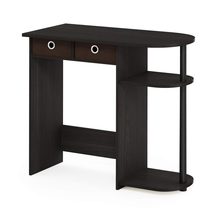 FurinnoFurinno Go Green Home Laptop Notebook Computer Desk/Table with 2 Drawer Bins, Espresso/Black/Brown