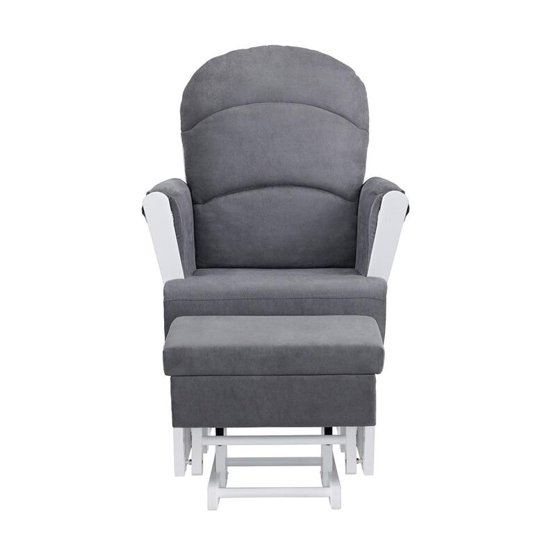 Oxford Baby Soho Baby Essential Wooden Glider White Finish/ Dark Grey Fabric