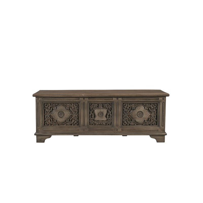 Taran Designs Grayson Carved Solid Wood Storage Ottoman
