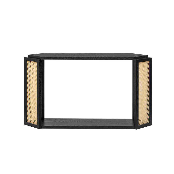 Merax Console Table with 1 Open Shelf and Rattan Side