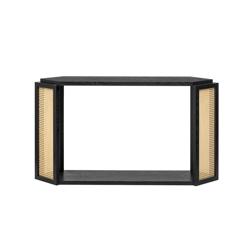 Merax Console Table with 1 Open Shelf and Rattan Side