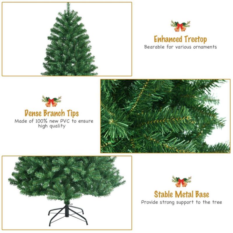 Hivvago 6/7/8 Feet Artificial Christmas Tree with Remote-controlled Color-changing LED Lights