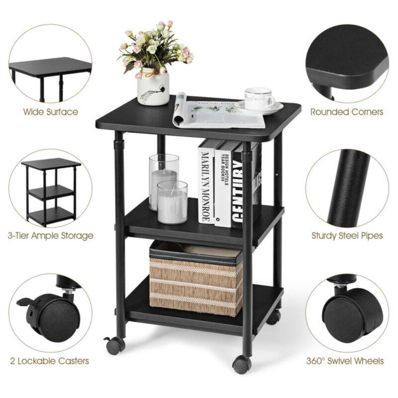 Hivvago 3-tier Adjustable Printer Stand with 360Â° Swivel Casters