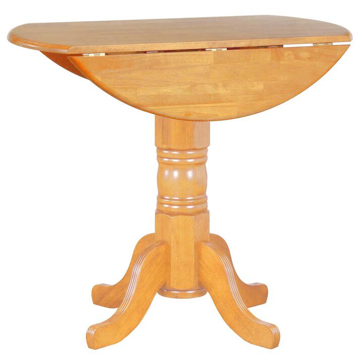 Sunset Trading Oak Selections 42 Round Extendable Drop Leaf Pub Table