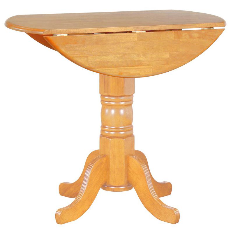 Sunset Trading Oak Selections 42 Round Extendable Drop Leaf Pub Table