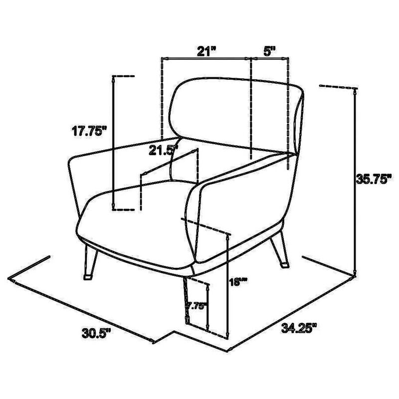 Dup 34 Inch Accent Chair, Cushioned Seat, Rounded Track Arms, Muted Orange - Benzara