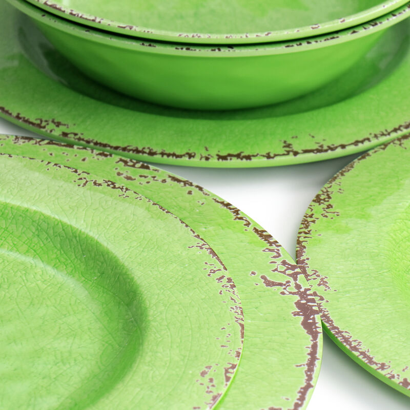 Laurie Gates California Designs Mauna 12 Piece Melamine Dinnerware Set in Crackle Green