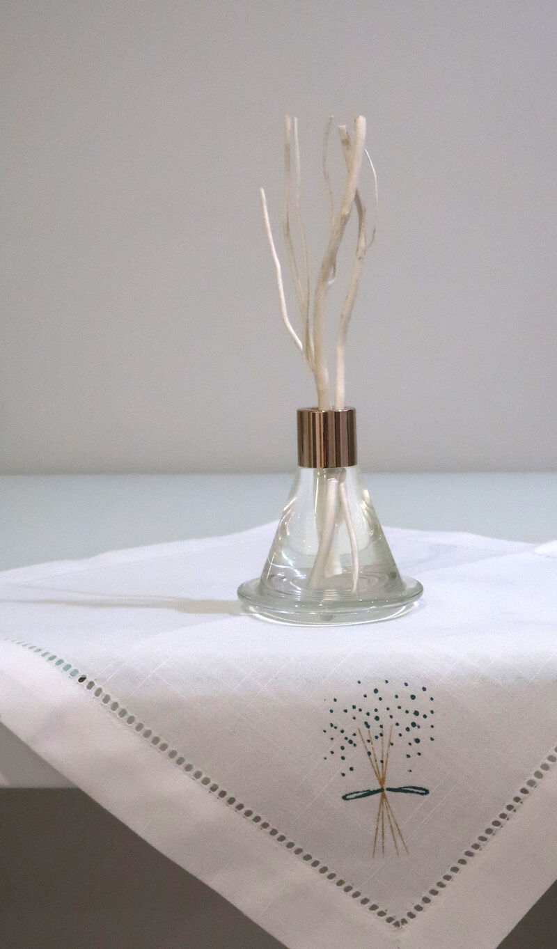 Clear Cone Shaped Reed Diffuser With Tray, "Zen Tea" Scent