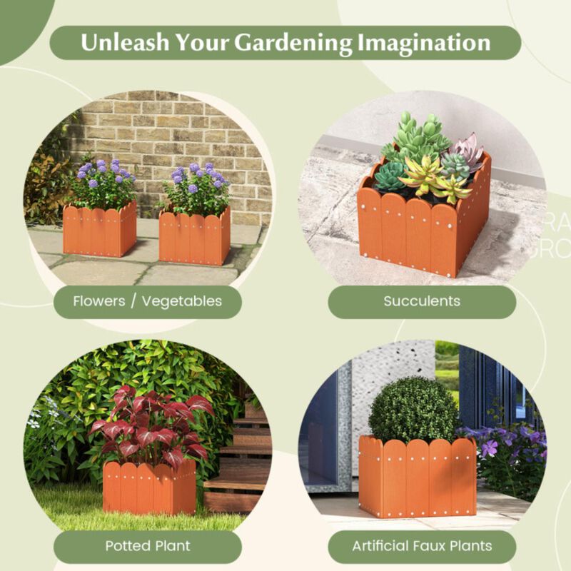 Hivvago Square Planter Box with Drainage Gaps for for Front Porch Garden Balcony