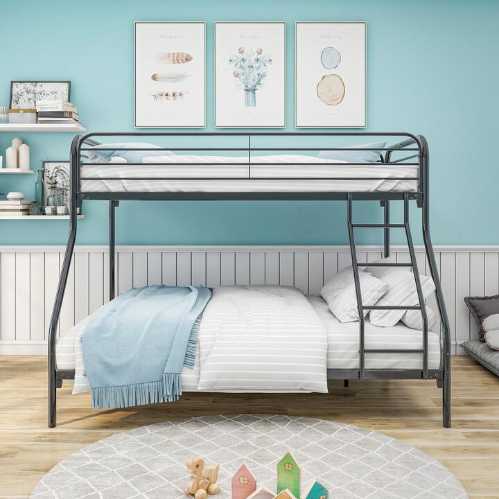 Heavy-Duty  Metal Bunk Bed with Sturdy Guardrails & Easy Assembly