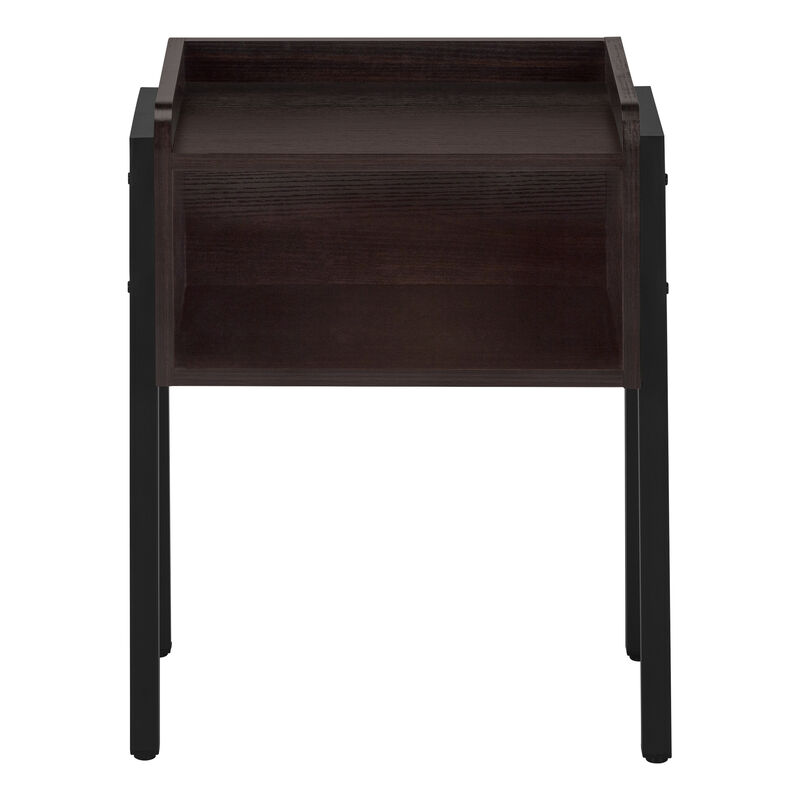 Monarch Specialties I 3593 Accent Table, Side, End, Nightstand, Lamp, Living Room, Bedroom, Metal, Laminate, Brown, Black, Contemporary, Modern