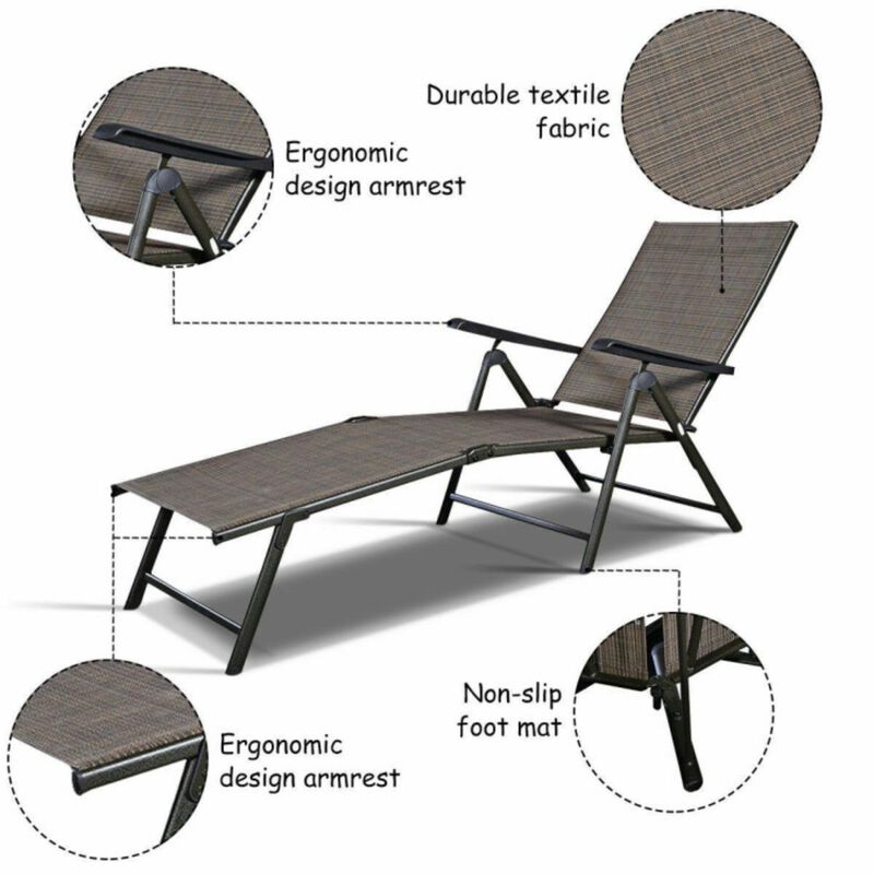 Hivvago Set of 2 Adjustable Chaise Lounge Chair with 5 Reclining Positions