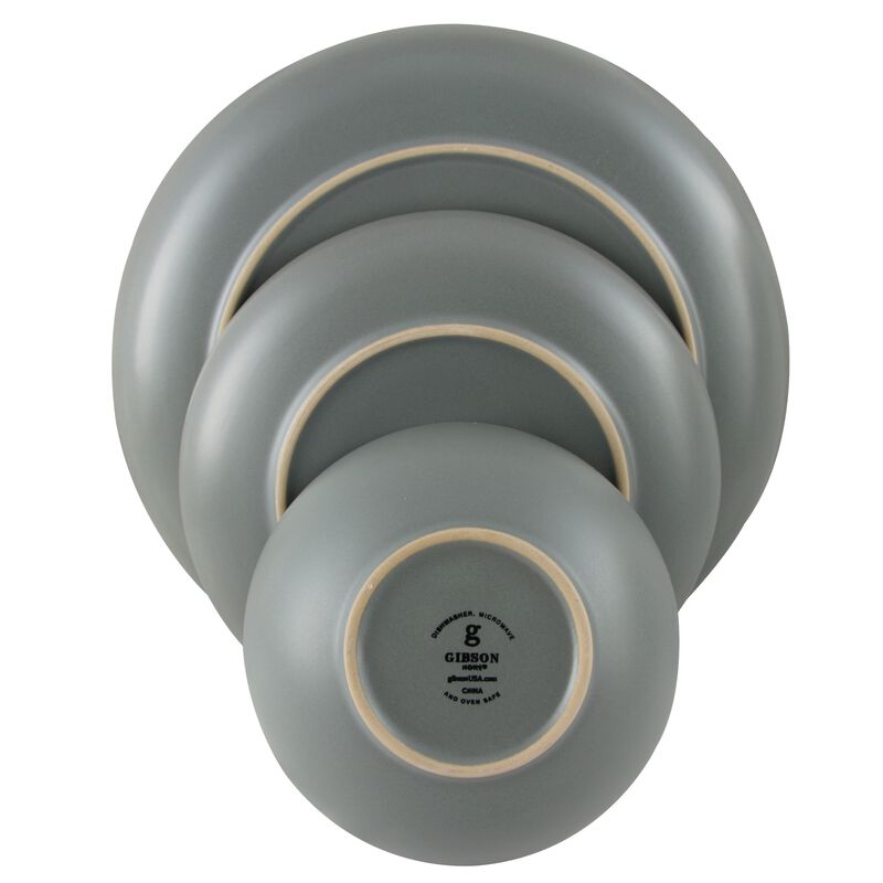 Gibson Home Rockaway 12 Piece Stoneware Dinnerware Set in Matt Grey