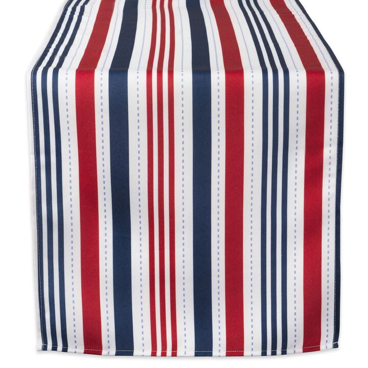 108" Red and Blue Patriotic Striped Rectangular Outdoor Table Runner