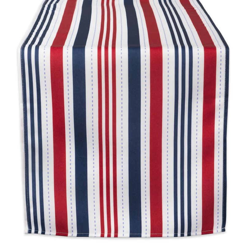 108" Red and Blue Patriotic Striped Rectangular Outdoor Table Runner