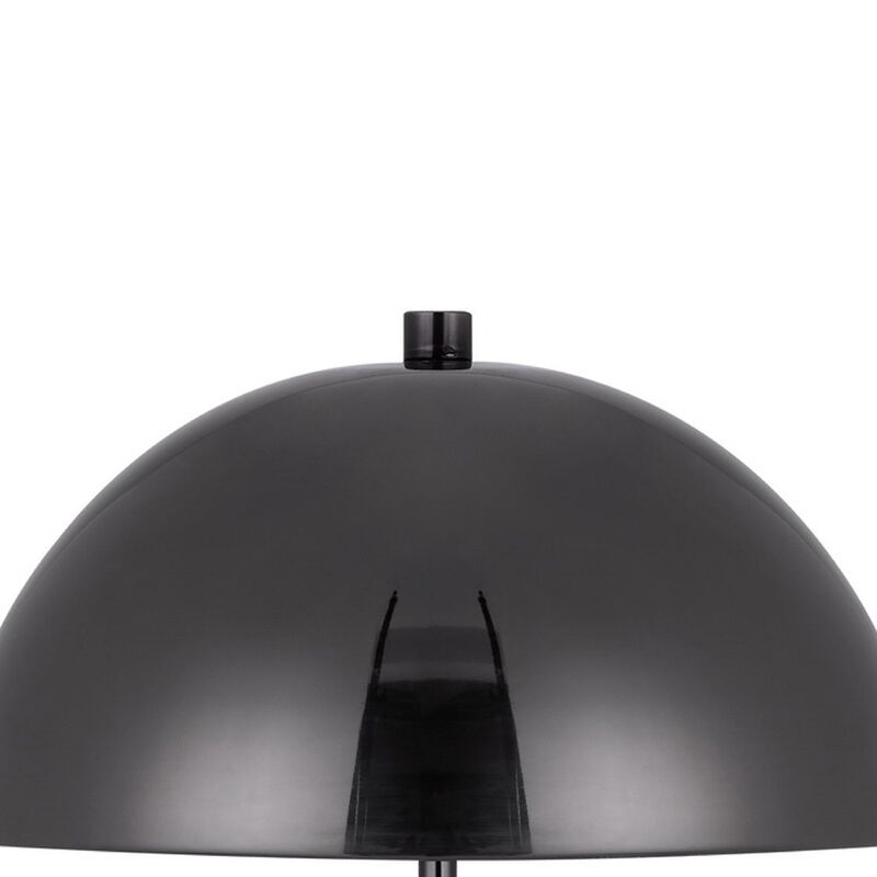 20 Inch Metal Accent Table Lamp Dome Shade, Black-Benzara