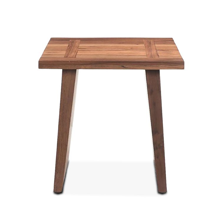 World Interiors Madrid Modern Natural Teak Wood Side Table