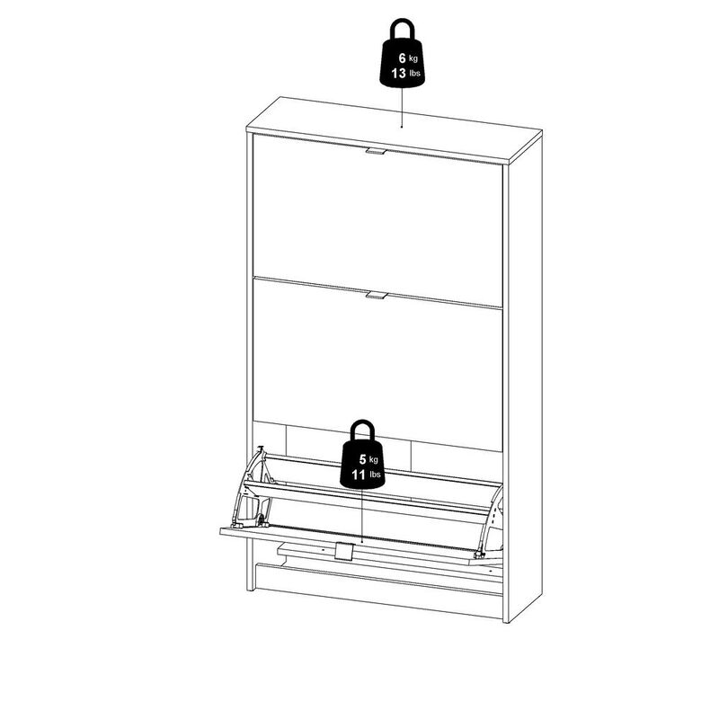 Tvilum Bright 3 Drawer Shoe Cabinet, White