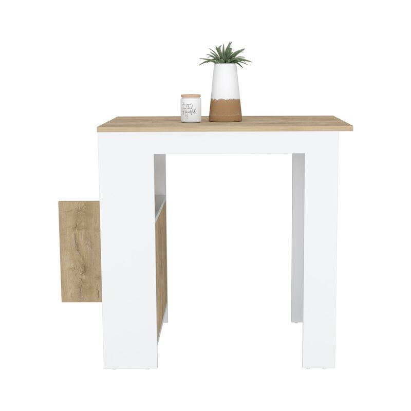 Stirling Kitchen & Dining room Island with 1-Door Cabinet Push to open System and Side Shelves- White / Macadamia