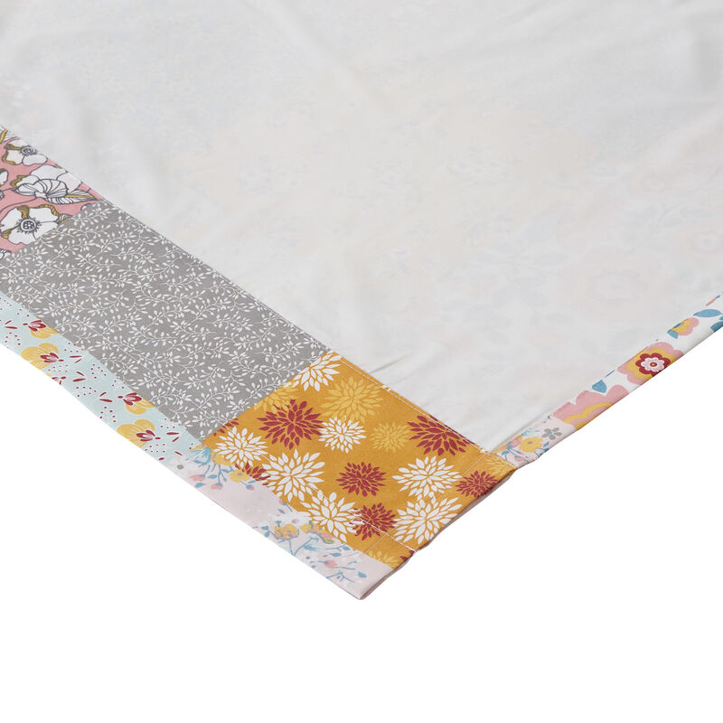 Turin 63 Inch Window Curtains, Brushed Microfiber, Multicolor Patchwork - Benzara