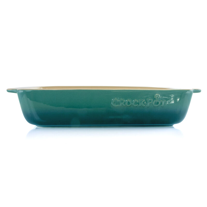Crock Pot Artisan 4 Quart Rectangular Stoneware Bake Pan in Gradient Teal