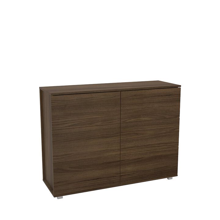 Polifurniture Madison Modern 6 Drawer Double Dresser, Walnut