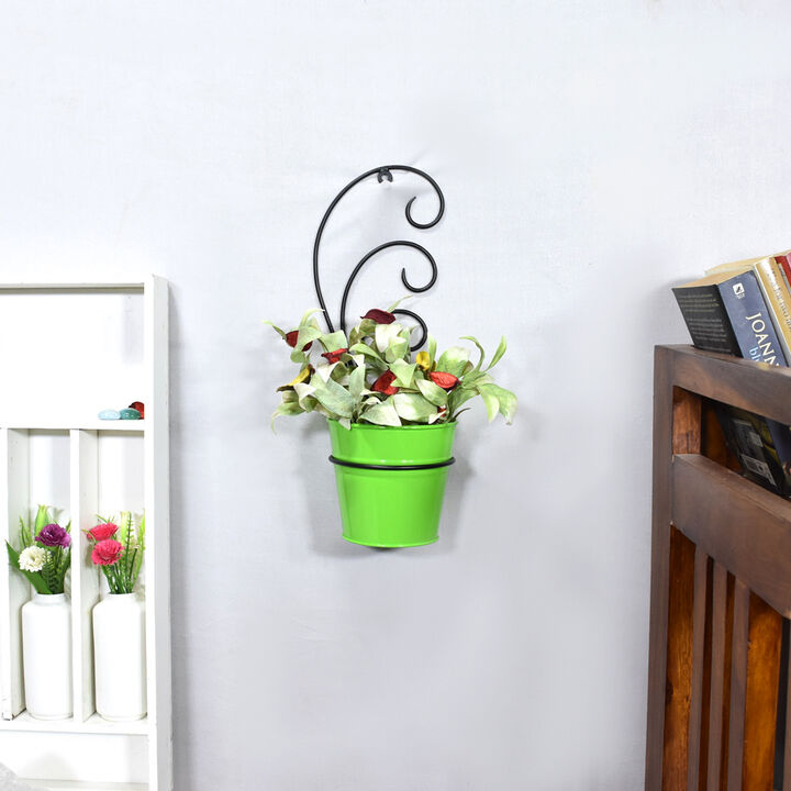 Handmade 100% Iron Round Modern Yellow Coated Color 12.8 x 4.9 x 4.6 Inches Planters Pot 1007 BBH Homes