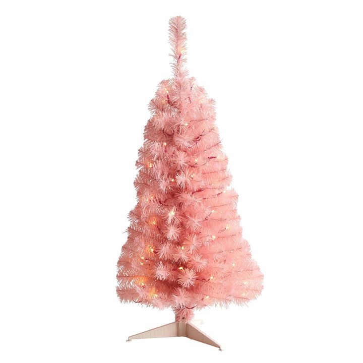 Nearly Natural Black Artificial Christmas Tree with LED Lights and Bendable Branches