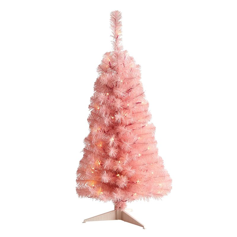 Nearly Natural Black Artificial Christmas Tree with LED Lights and Bendable Branches