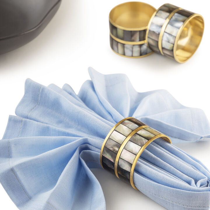 Primrose Black Pearl Napkin Rings, Set of 6