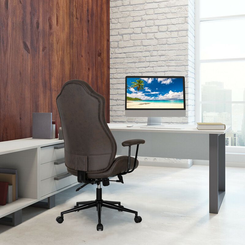 High Adjustable Back Executive Office Chair with Armrest-Brown