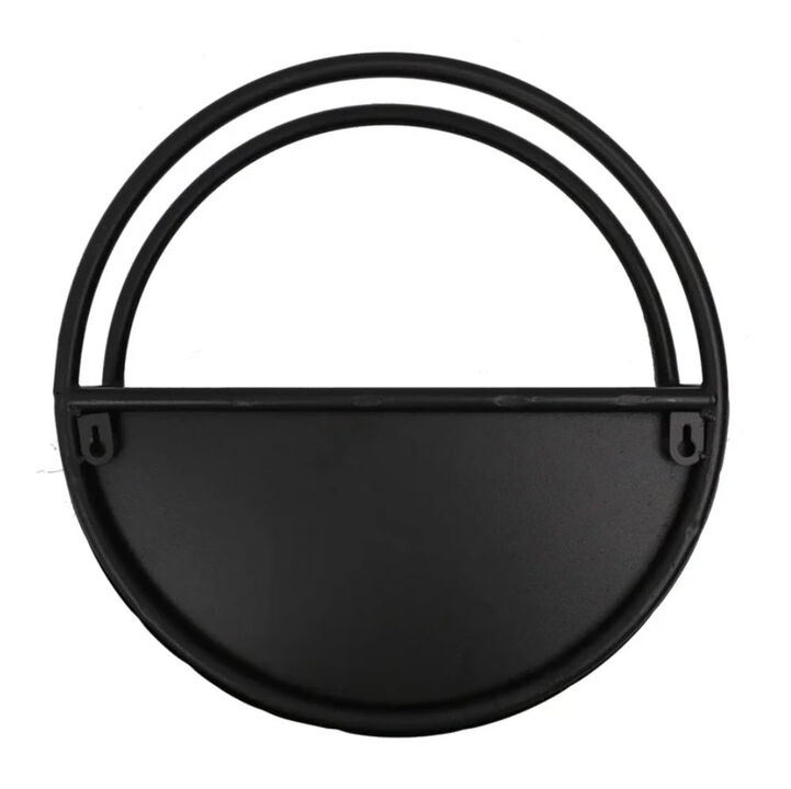 Premium Floating Half Moon / Semi Circle Metal Wall Planter | Onyx Black 45cm / 17.5"