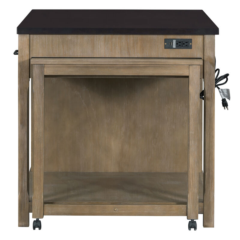 Merax Retro Extendable Kitchen Island with Storage