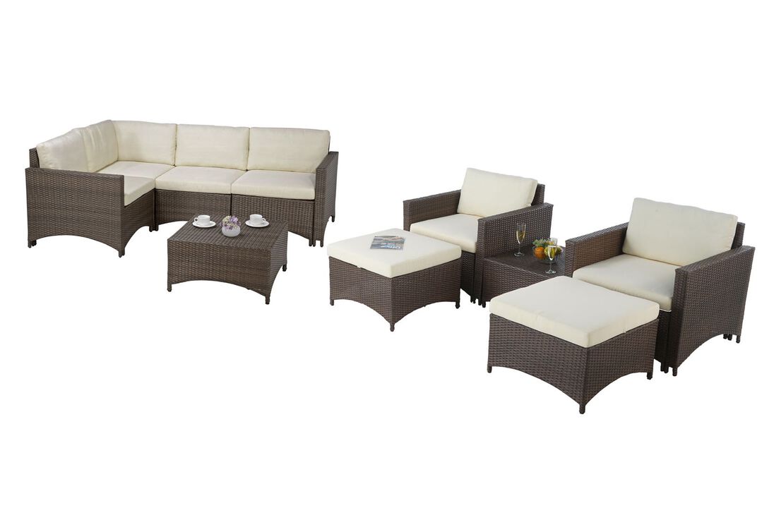 Studio Shine Collection Modular Sectional Sofa with Armchairs, Coffee Table and Ottoman