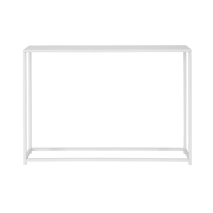 Eme 38 Inch Console Table, Rectangular Top, White Finish Metal Frame  - Benzara