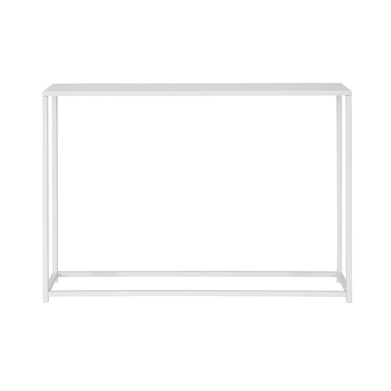 Eme 38 Inch Console Table, Rectangular Top, White Finish Metal Frame  - Benzara