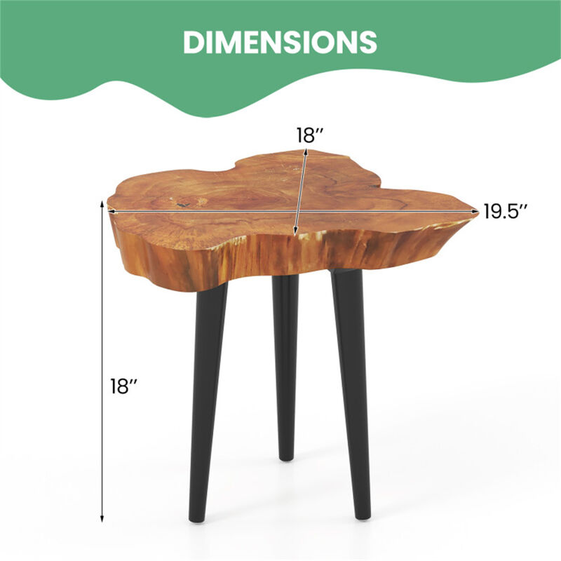 Irregular Solid Teak Wood End Table for Living Room or Bedroom
