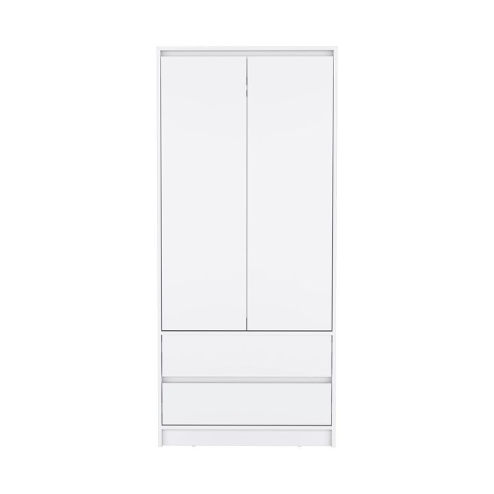 DEPOT E-SHOP Palmer 2 Drawers Armoire, Wardrobe Closet with Hanging Rod, Black