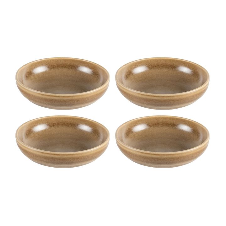 Terra Pott dia.7.25" h:1.75" 22 oz. Round Brown Porcelain Bowl (Set of 4)
