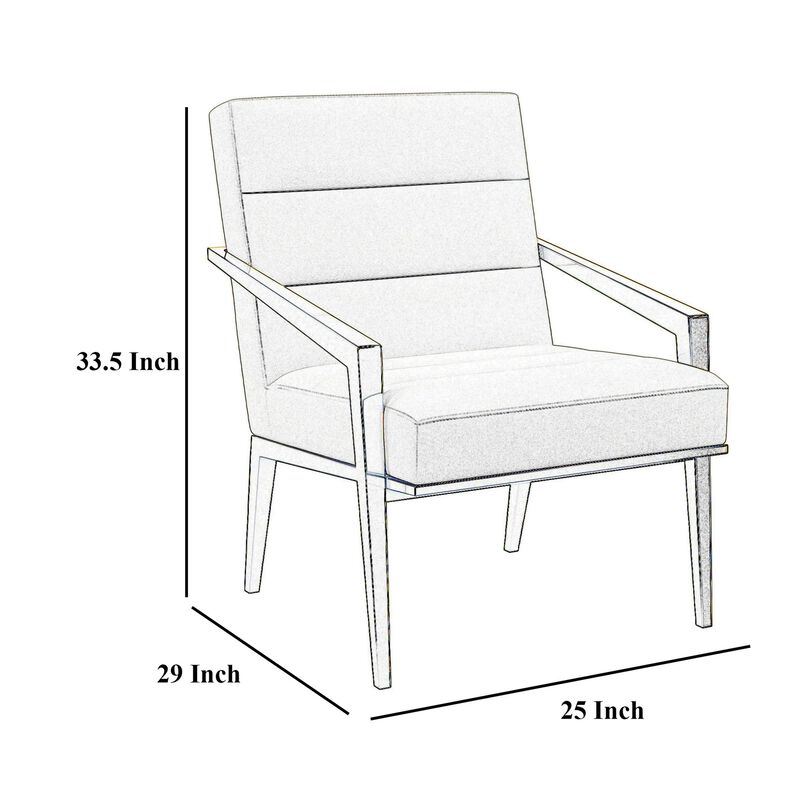 Kiara Accent Chair, Channel Tufted Dark Gray Fabric, Gold Metal Frame - Benzara