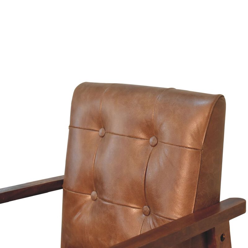 Artisan Furniture Brown Buffalo Leather ChairChestnut Solid Wood