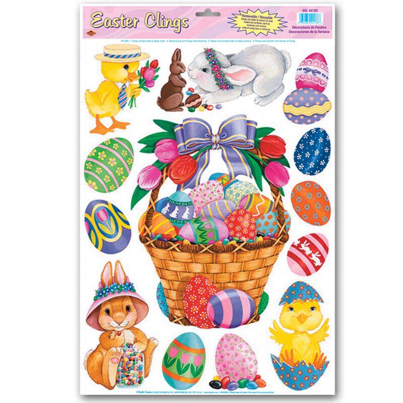 Pack of 12 Easter Basket and Friends Decorative Window and Glass Clings