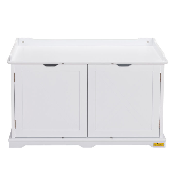 Cat Litter Box Enclosure Side Table Cat Washroom Bench Brown