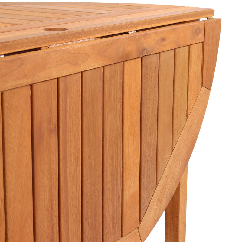 Sunnydaze Malaysian Hardwood Gateleg Patio Table with Teak Oil Finish